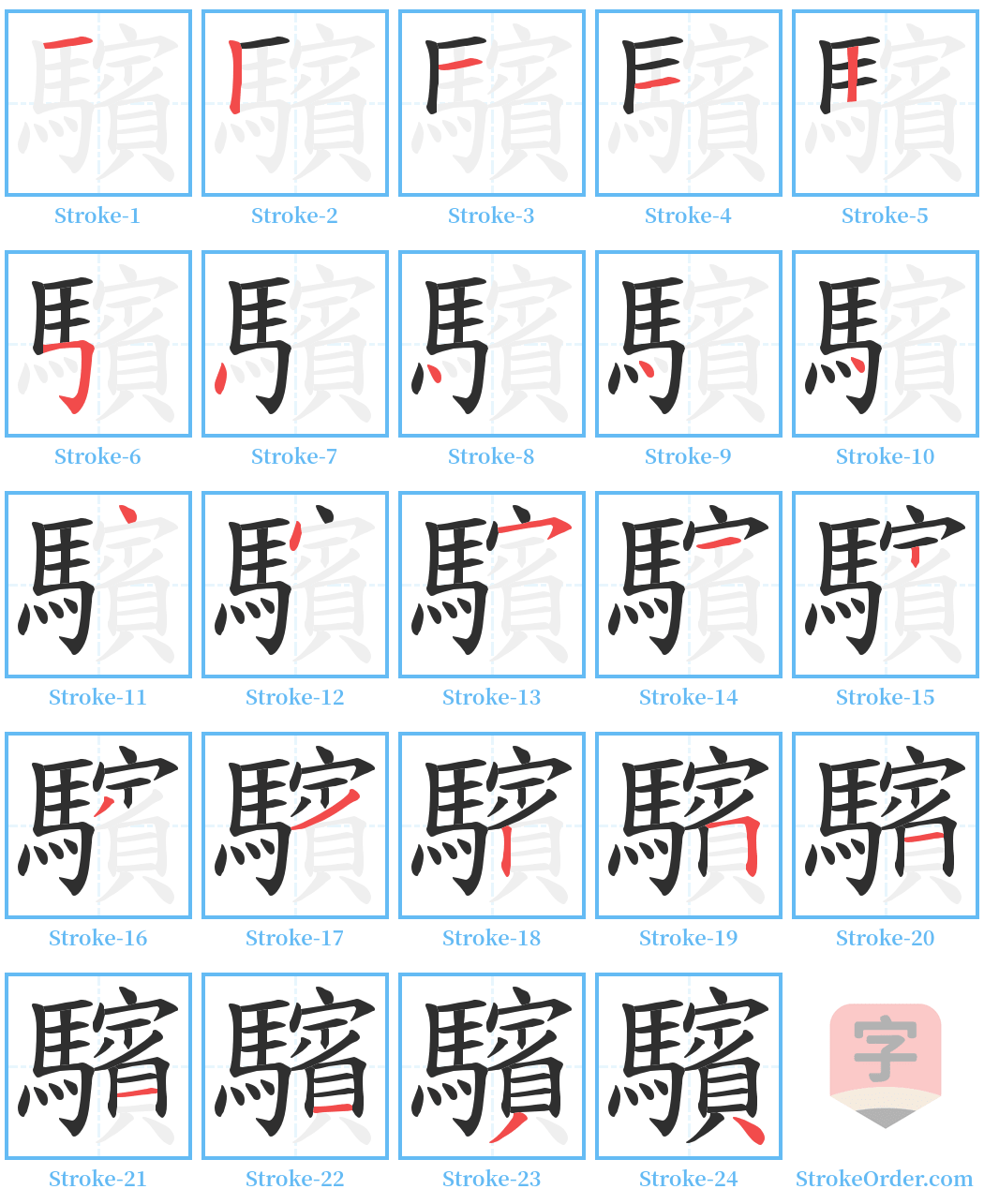 驞 Stroke Order Diagrams