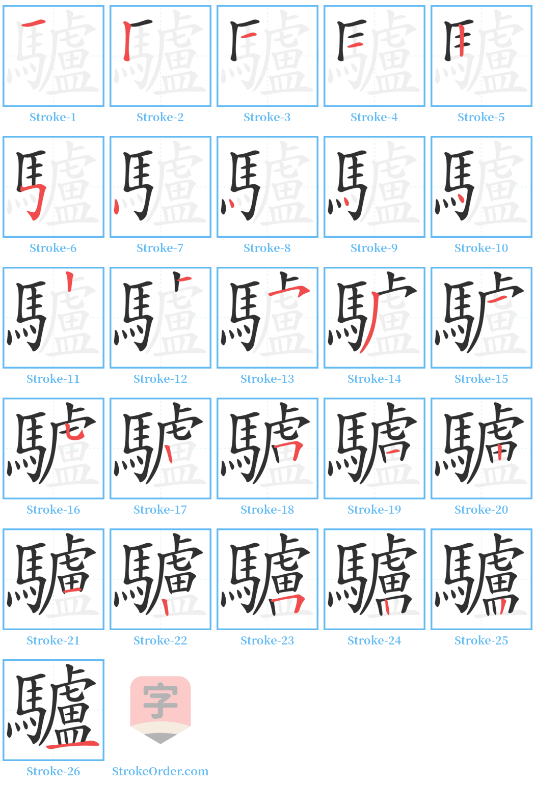 驢 Stroke Order Diagrams