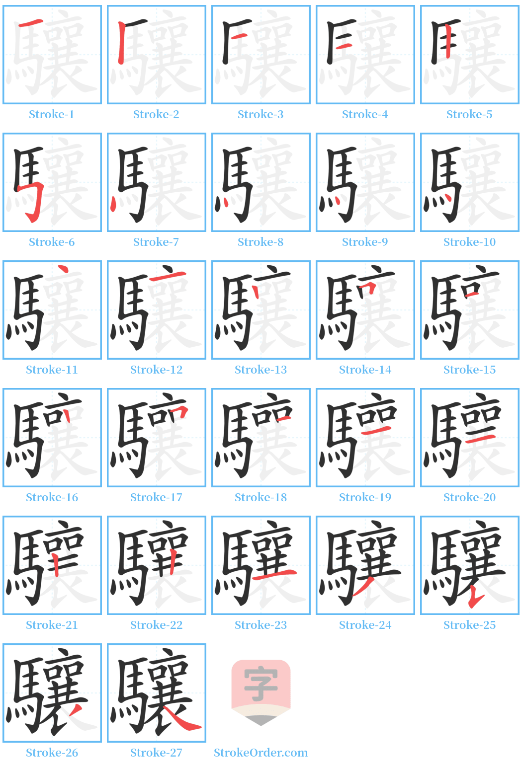 驤 Stroke Order Diagrams