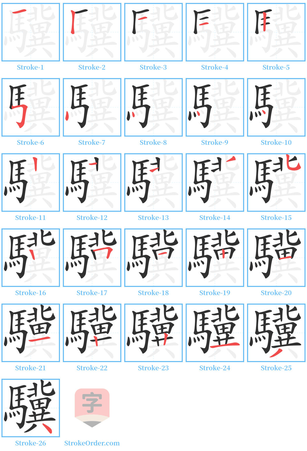 驥 Stroke Order Diagrams