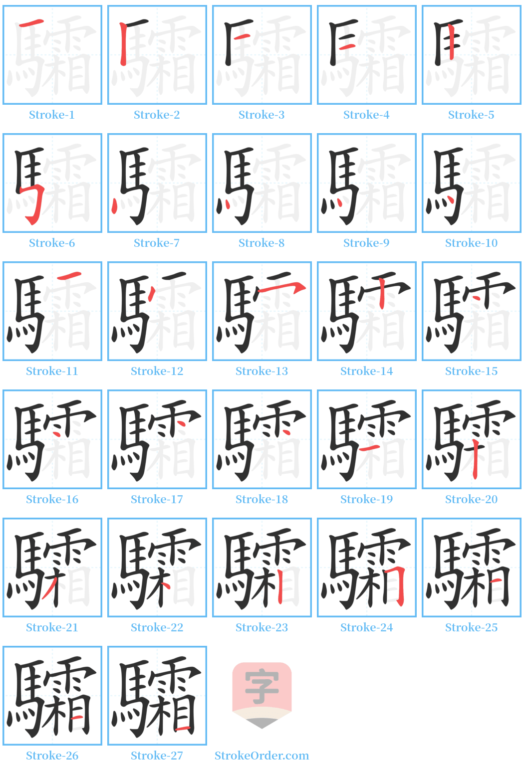 驦 Stroke Order Diagrams