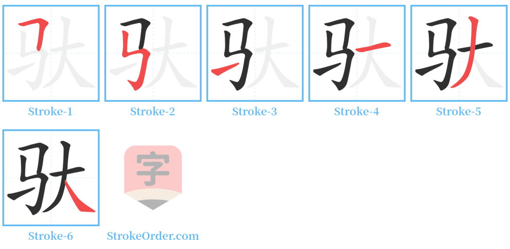 驮 Stroke Order Diagrams