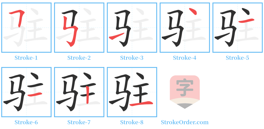 驻 Stroke Order Diagrams