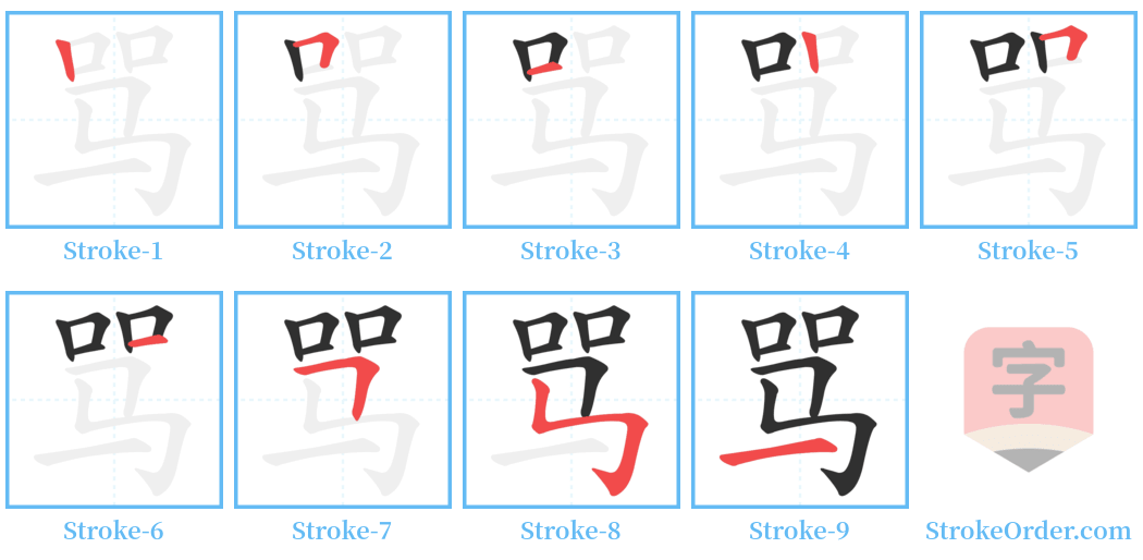 骂 Stroke Order Diagrams