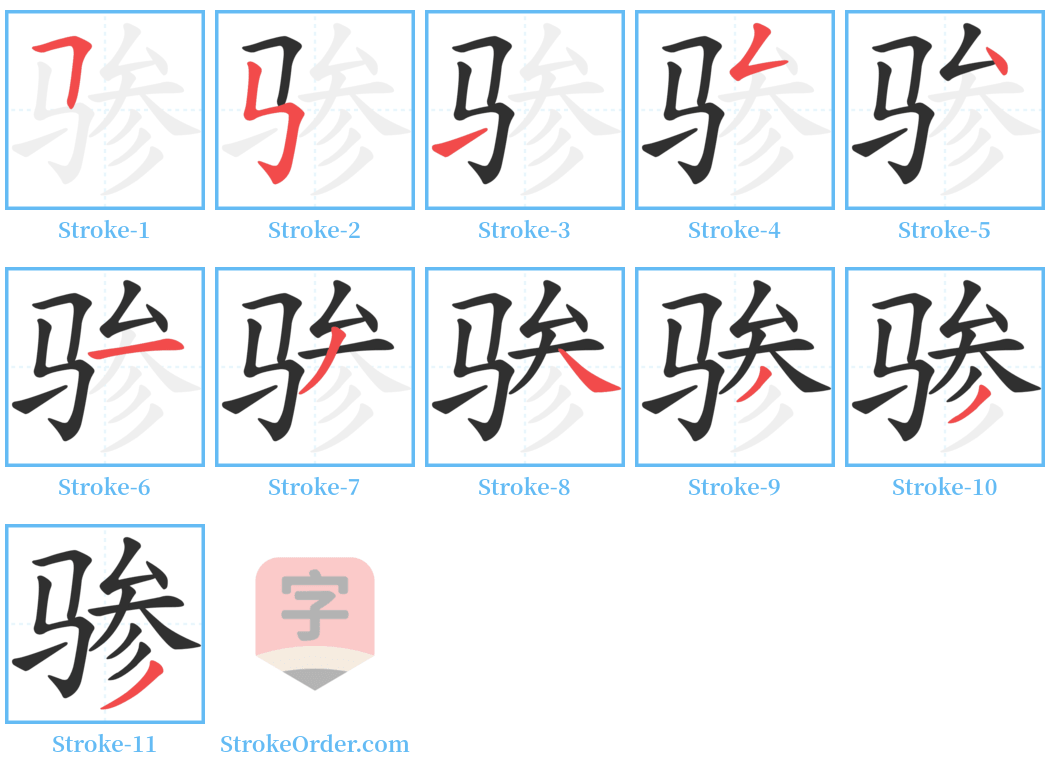 骖 Stroke Order Diagrams