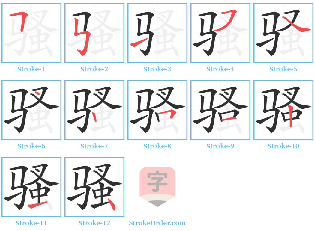 骚 Stroke Order Diagrams