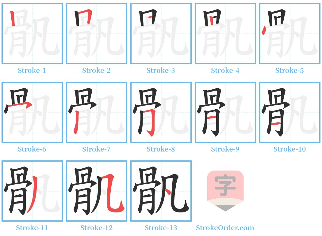 骪 Stroke Order Diagrams