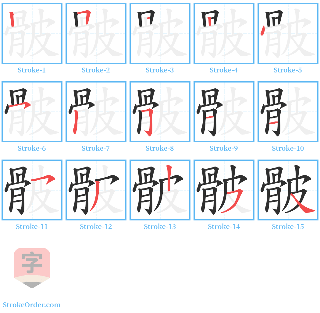 骳 Stroke Order Diagrams