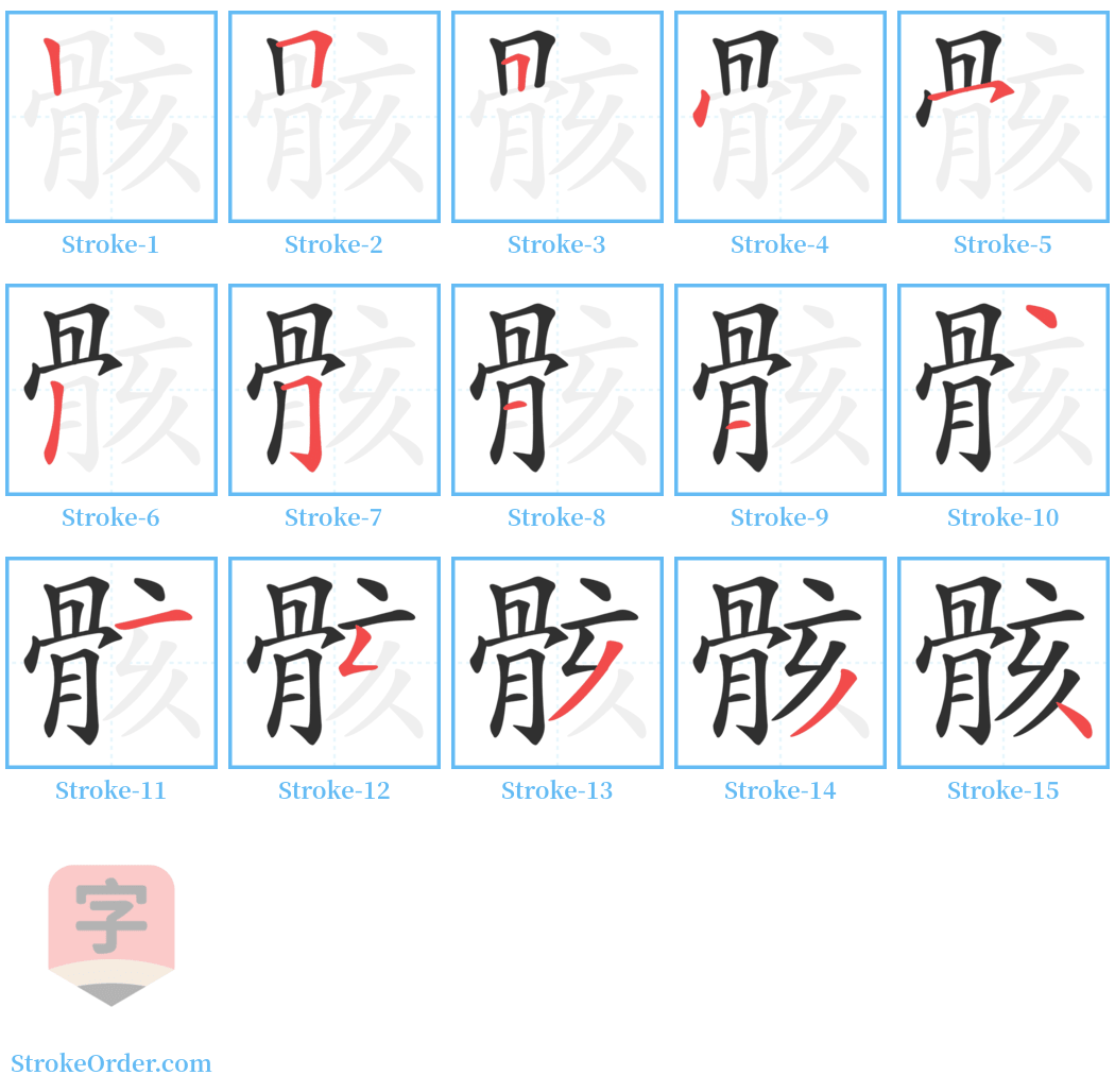 骸 Stroke Order Diagrams