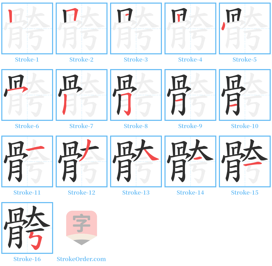 骻 Stroke Order Diagrams