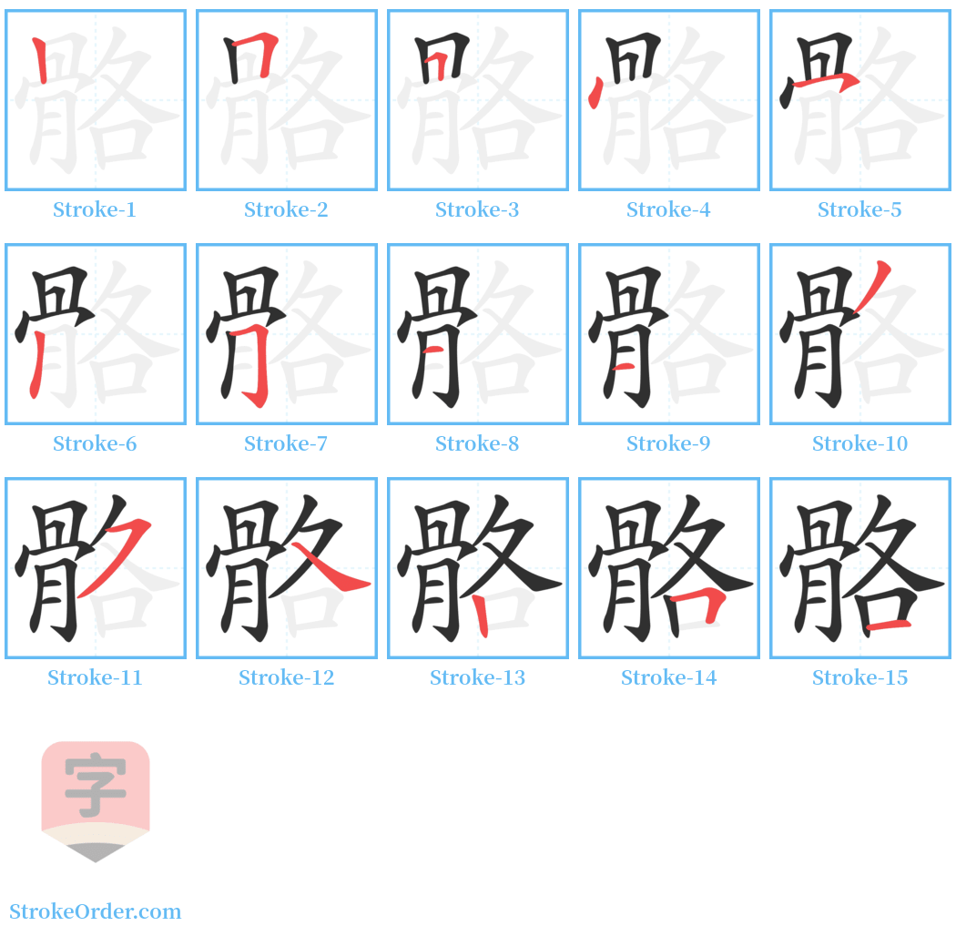 骼 Stroke Order Diagrams