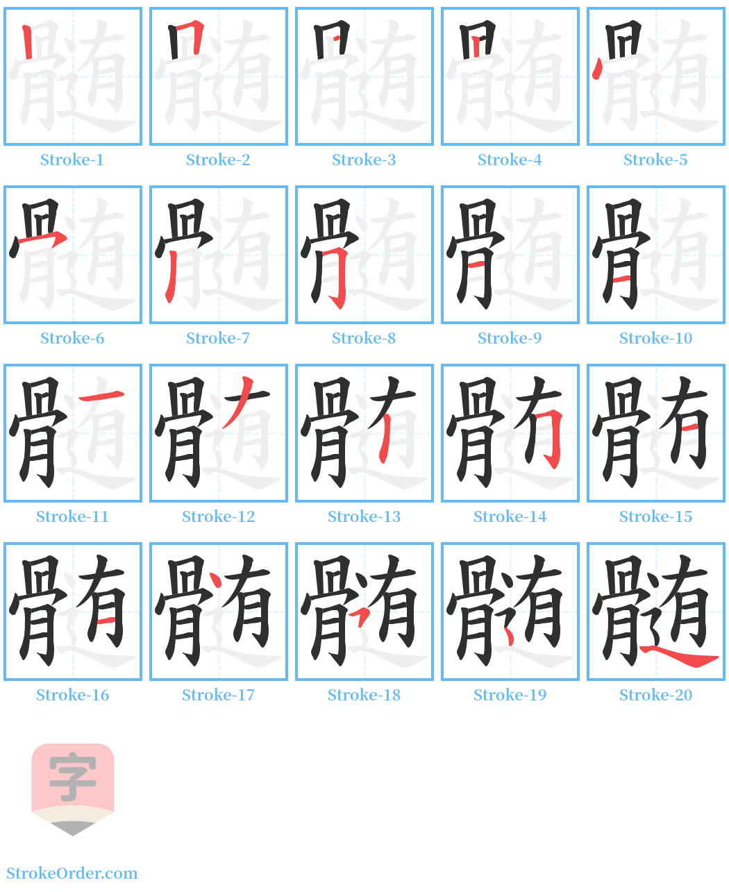 髄 Stroke Order Diagrams