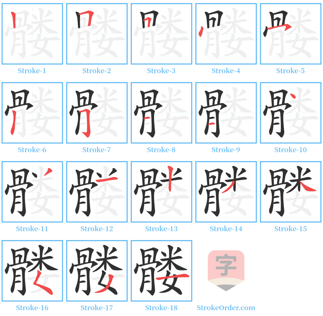 髅 Stroke Order Diagrams