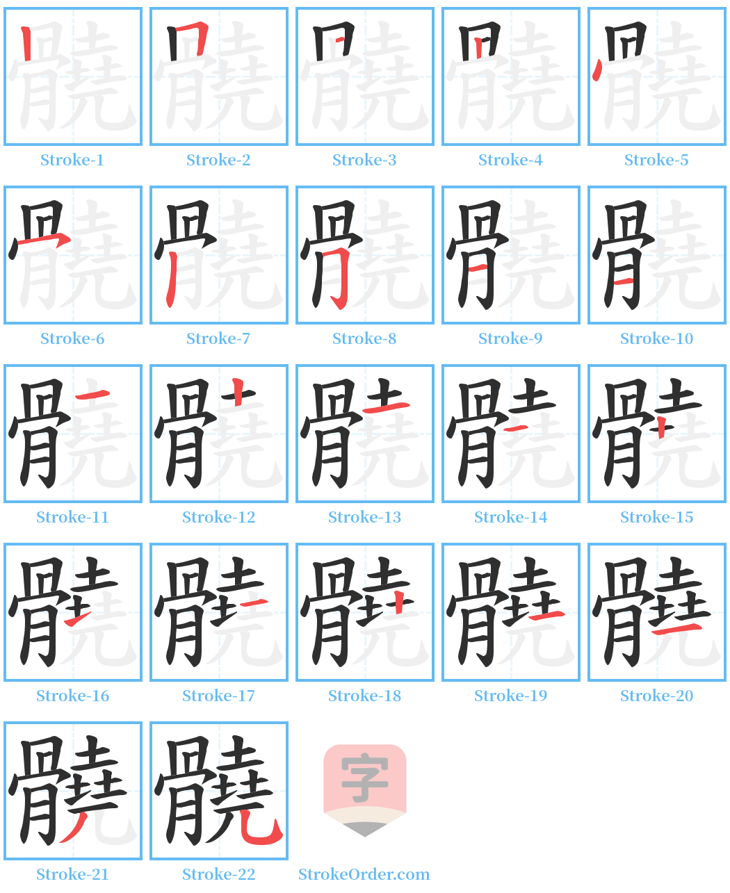 髐 Stroke Order Diagrams