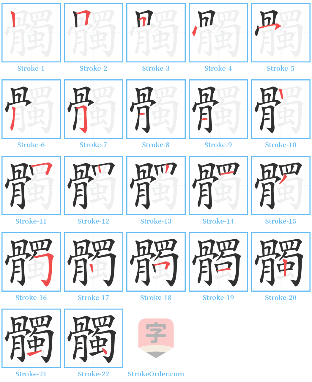 髑 Stroke Order Diagrams