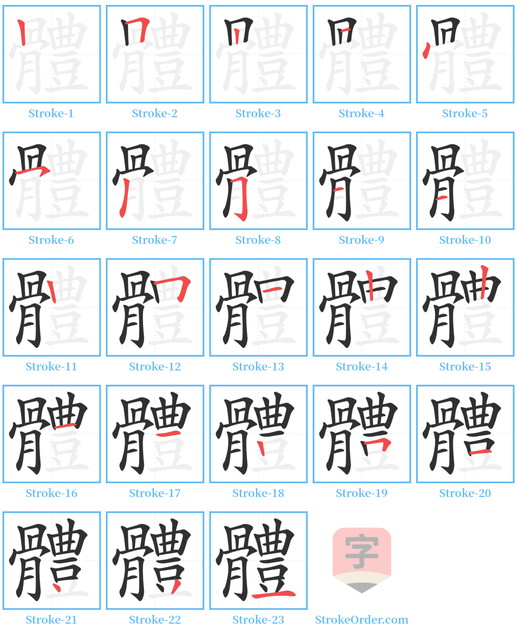 體 Stroke Order Diagrams