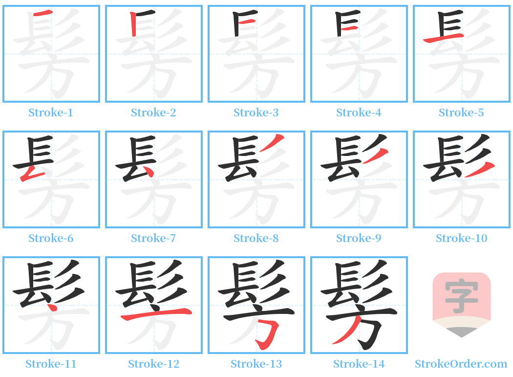 髣 Stroke Order Diagrams