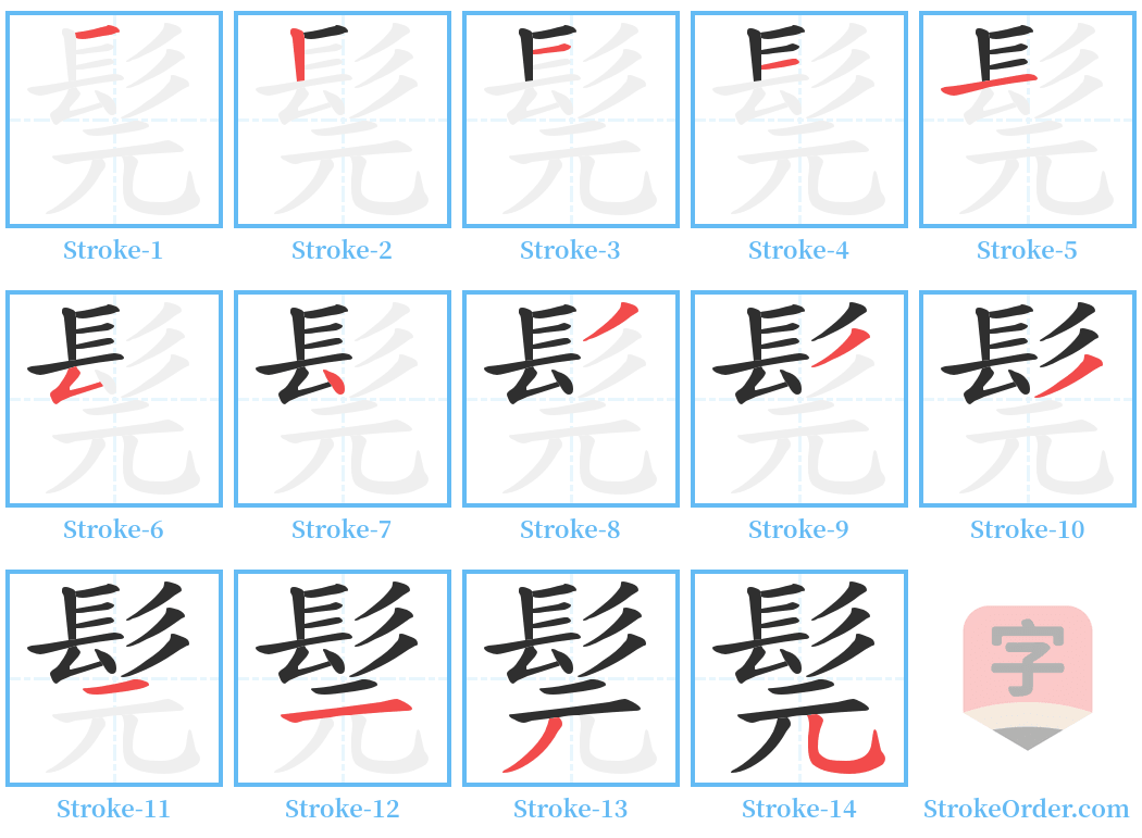 髨 Stroke Order Diagrams