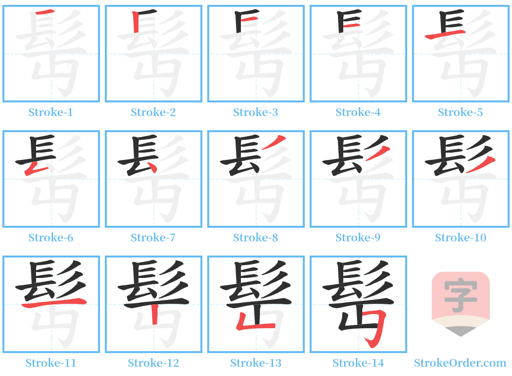 髩 Stroke Order Diagrams