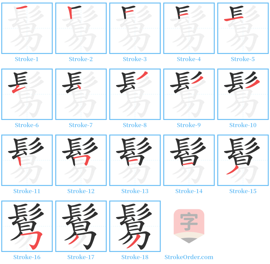 鬄 Stroke Order Diagrams