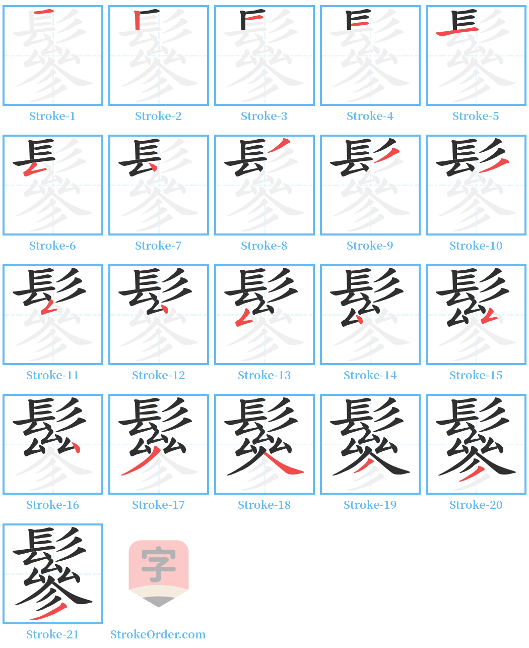 鬖 Stroke Order Diagrams