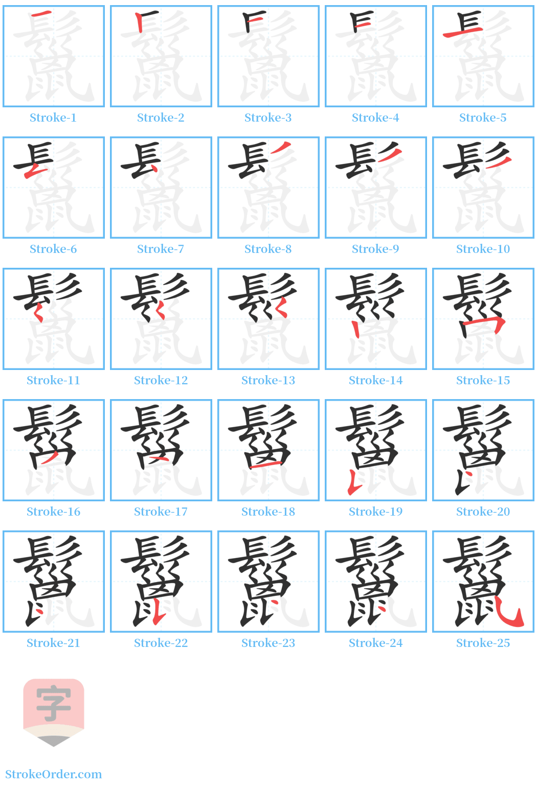 鬣 Stroke Order Diagrams