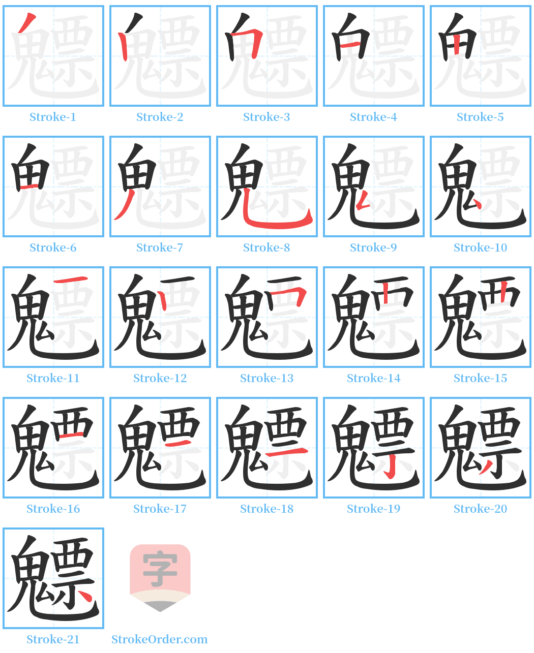 魒 Stroke Order Diagrams