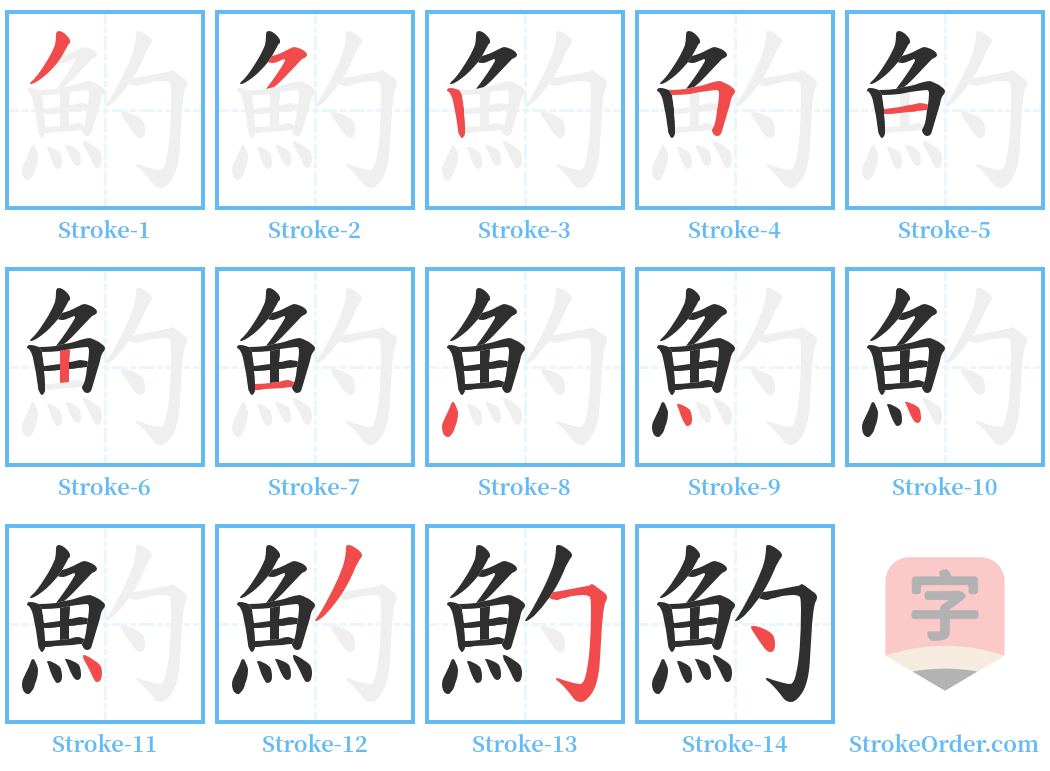 魡 Stroke Order Diagrams