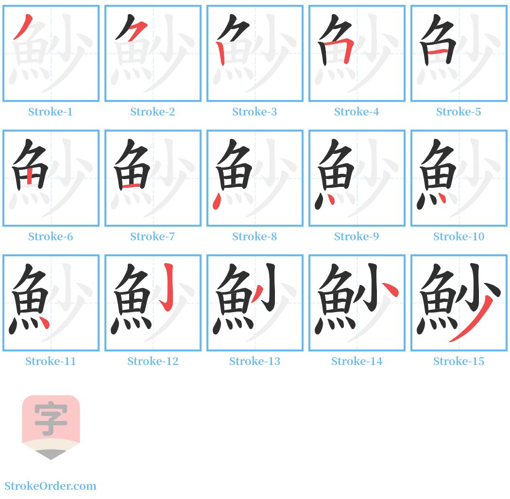 魦 Stroke Order Diagrams