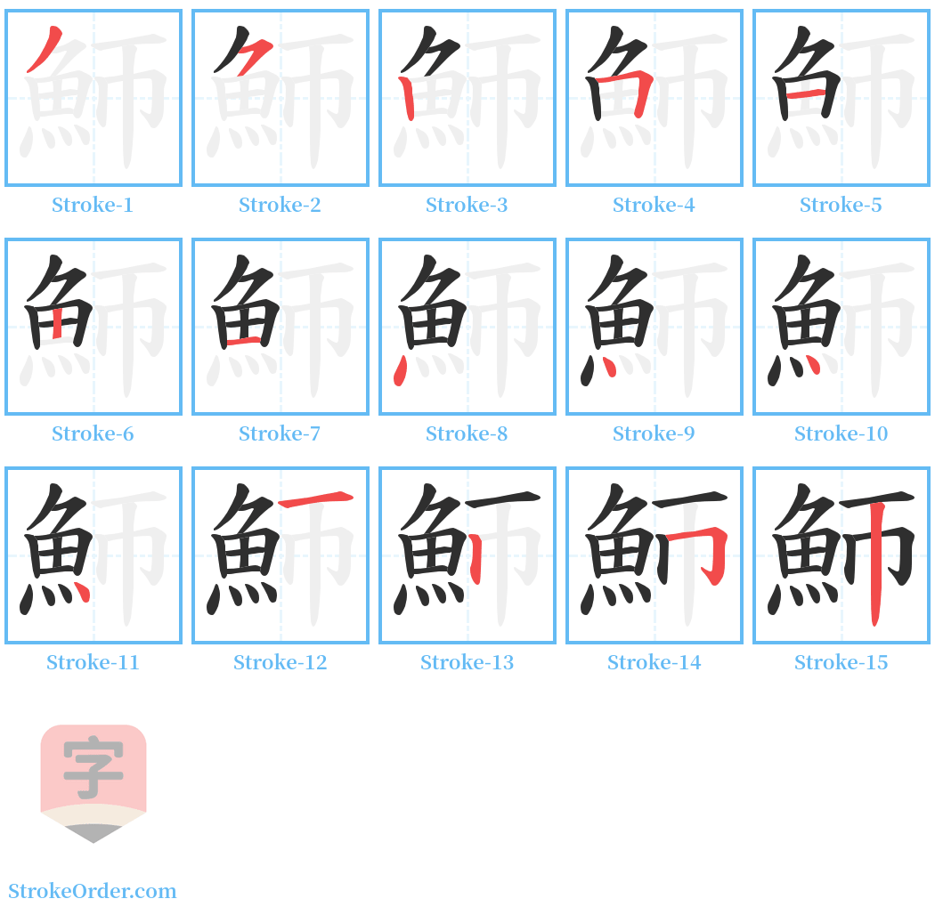 魳 Stroke Order Diagrams