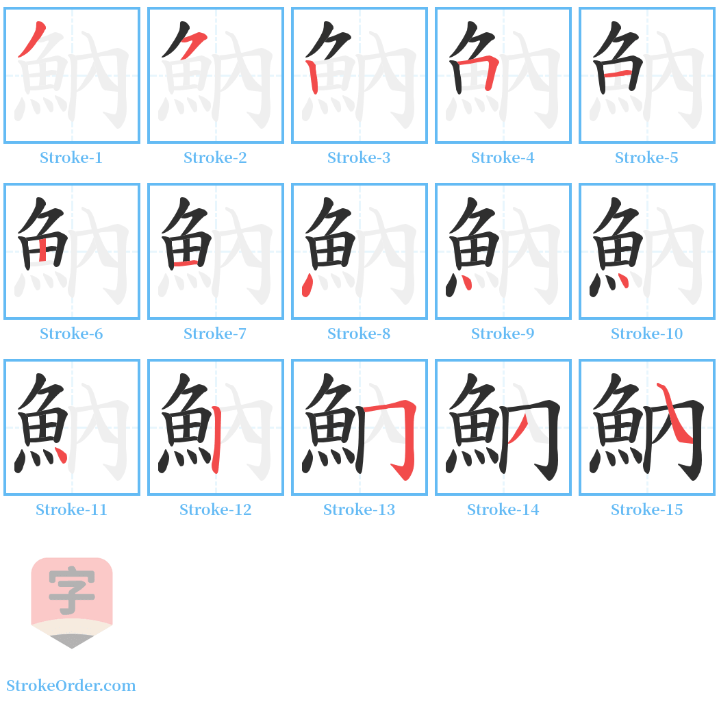 魶 Stroke Order Diagrams