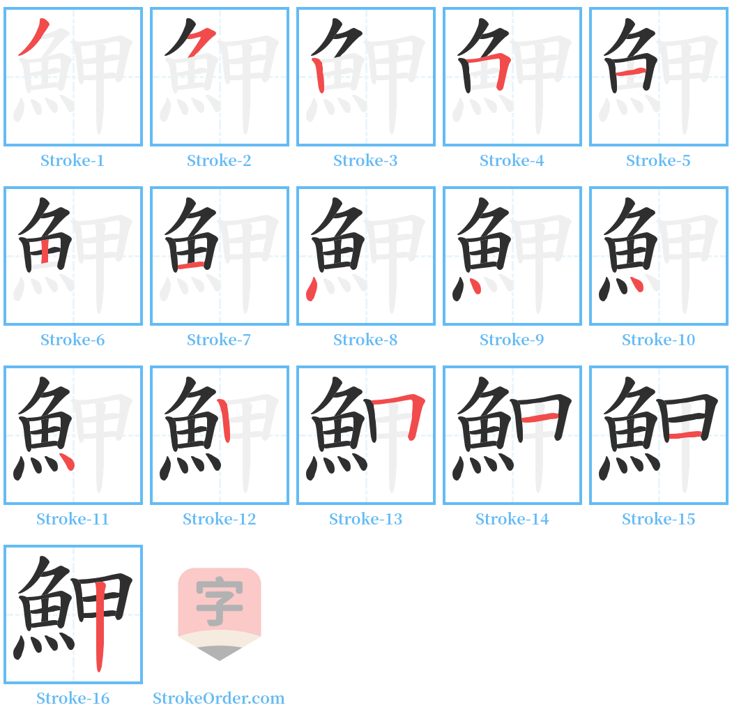 魻 Stroke Order Diagrams