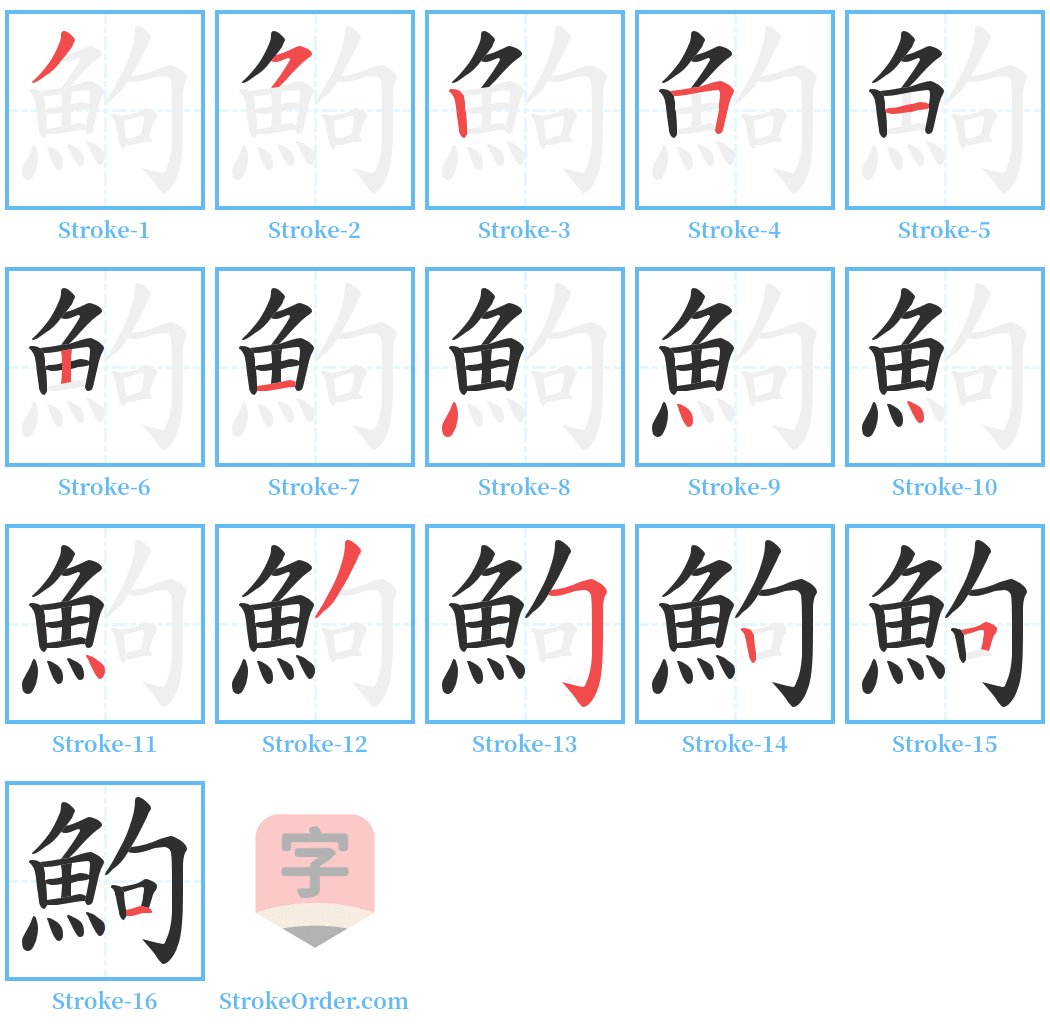 鮈 Stroke Order Diagrams