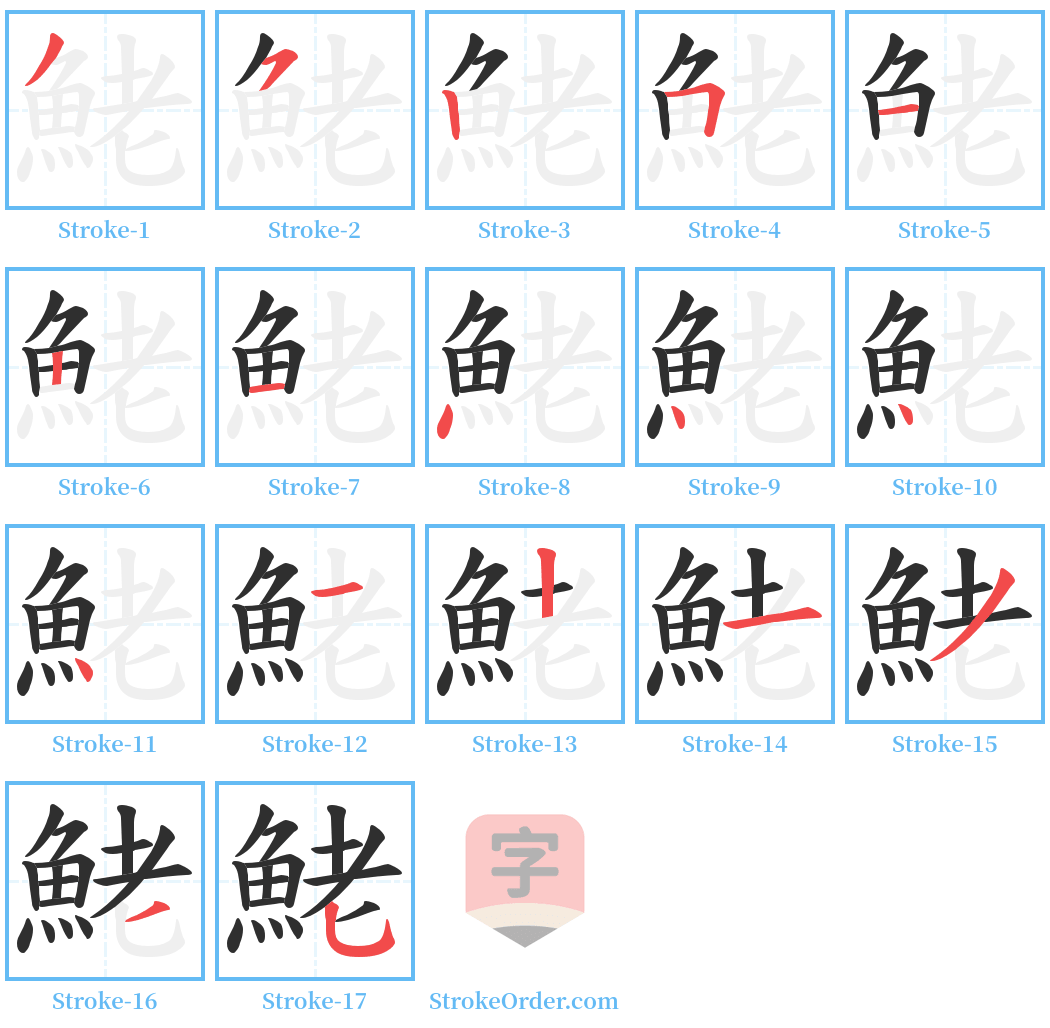 鮱 Stroke Order Diagrams