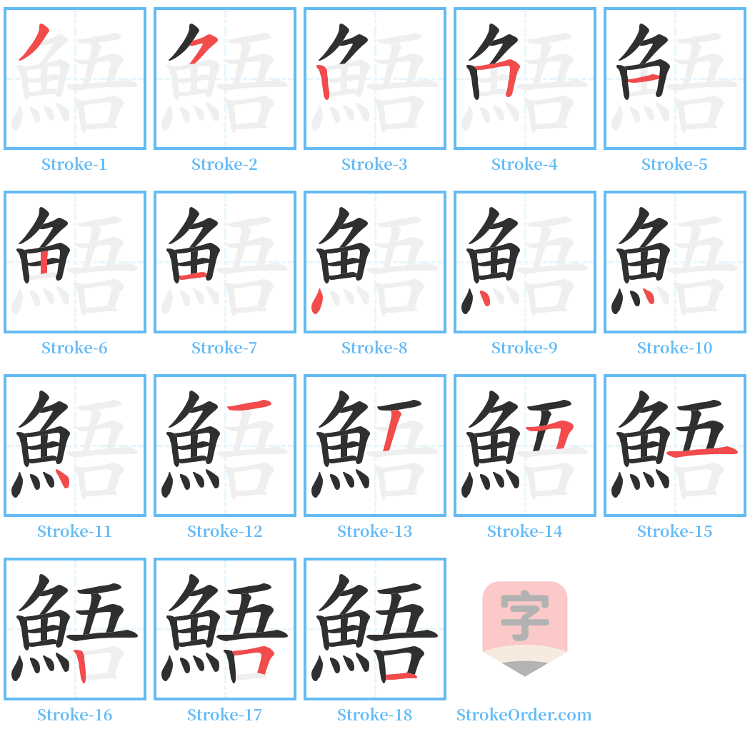 鯃 Stroke Order Diagrams