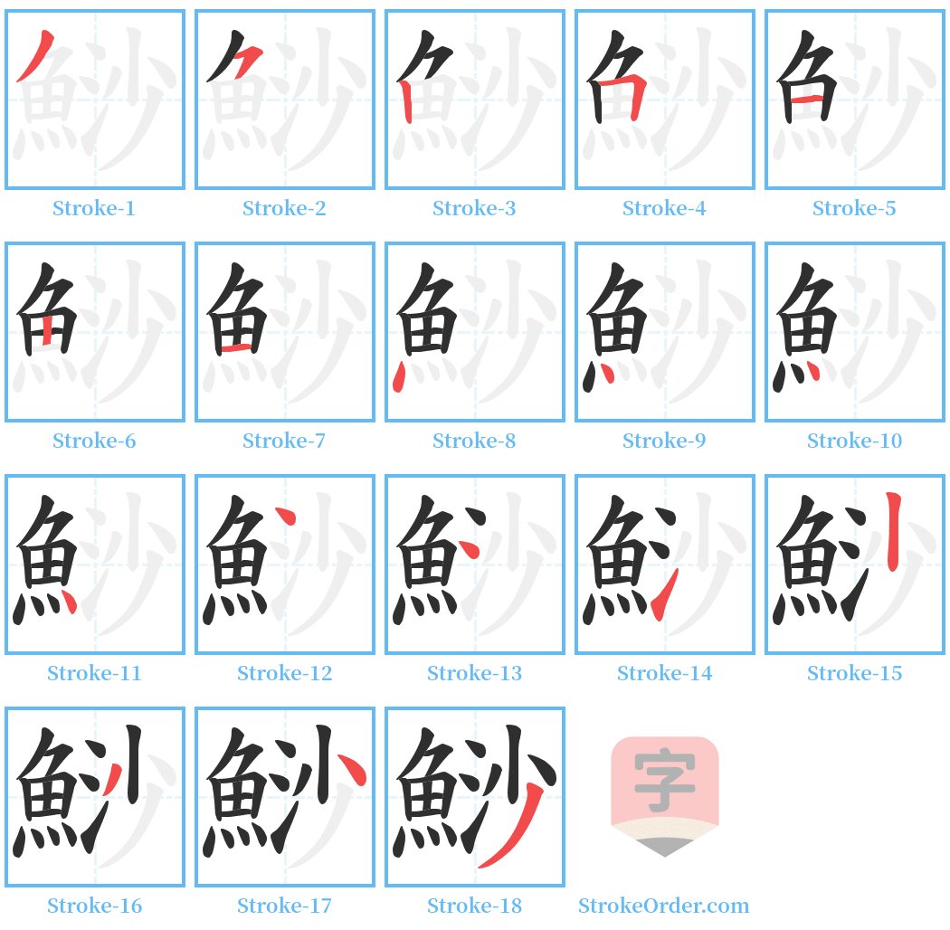 鯋 Stroke Order Diagrams