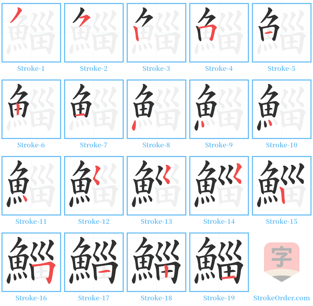 鯔 Stroke Order Diagrams