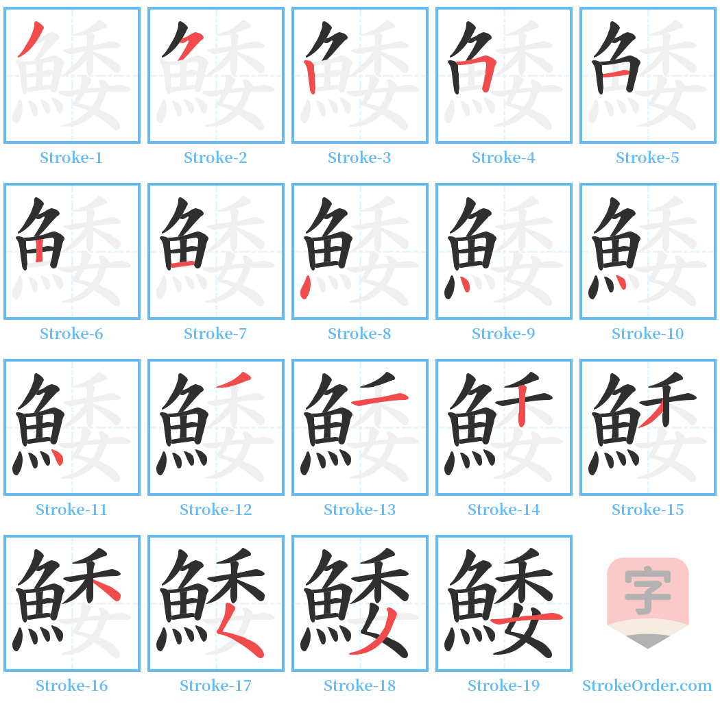 鯘 Stroke Order Diagrams