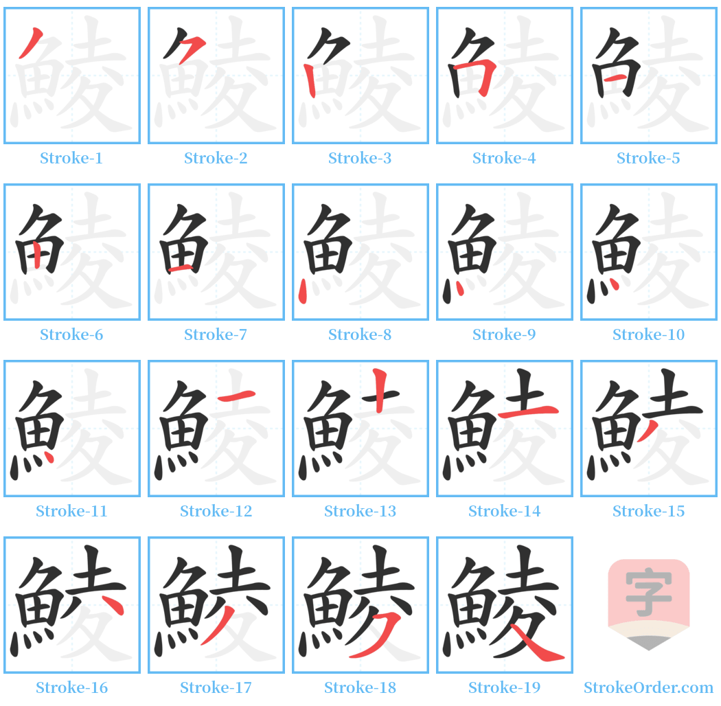 鯪 Stroke Order Diagrams