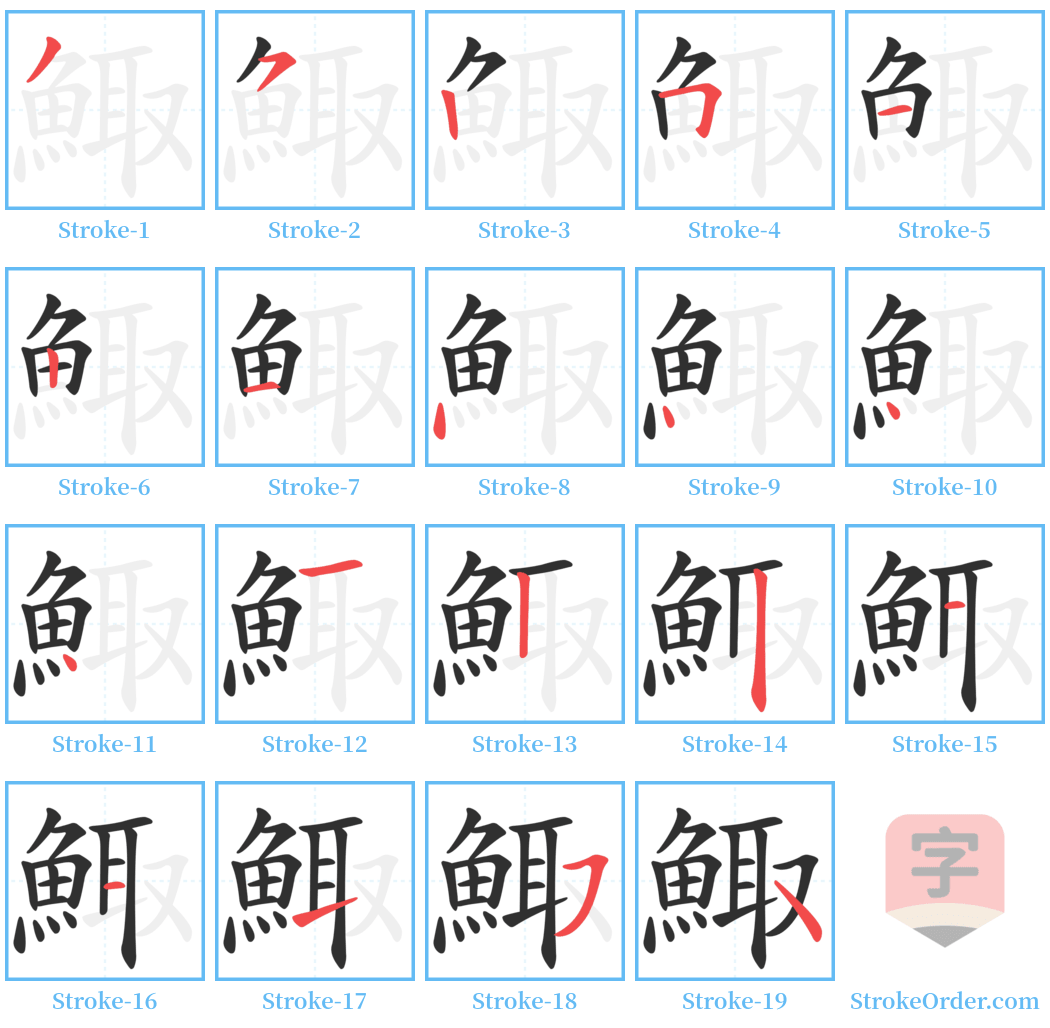 鯫 Stroke Order Diagrams