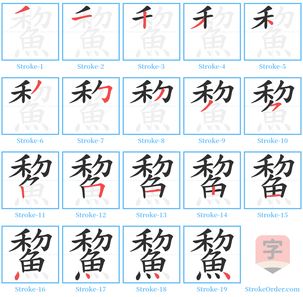 鯬 Stroke Order Diagrams