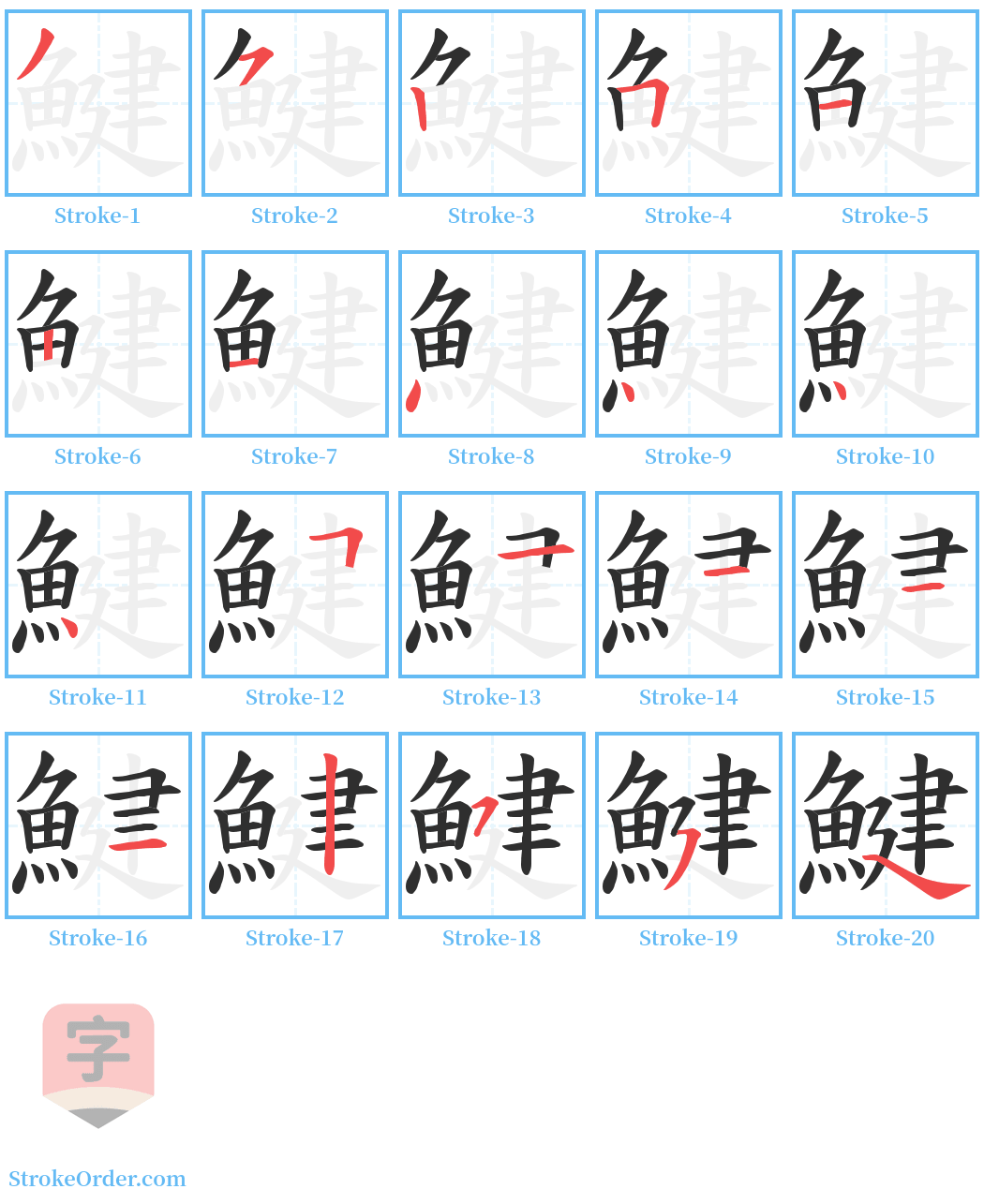 鰎 Stroke Order Diagrams