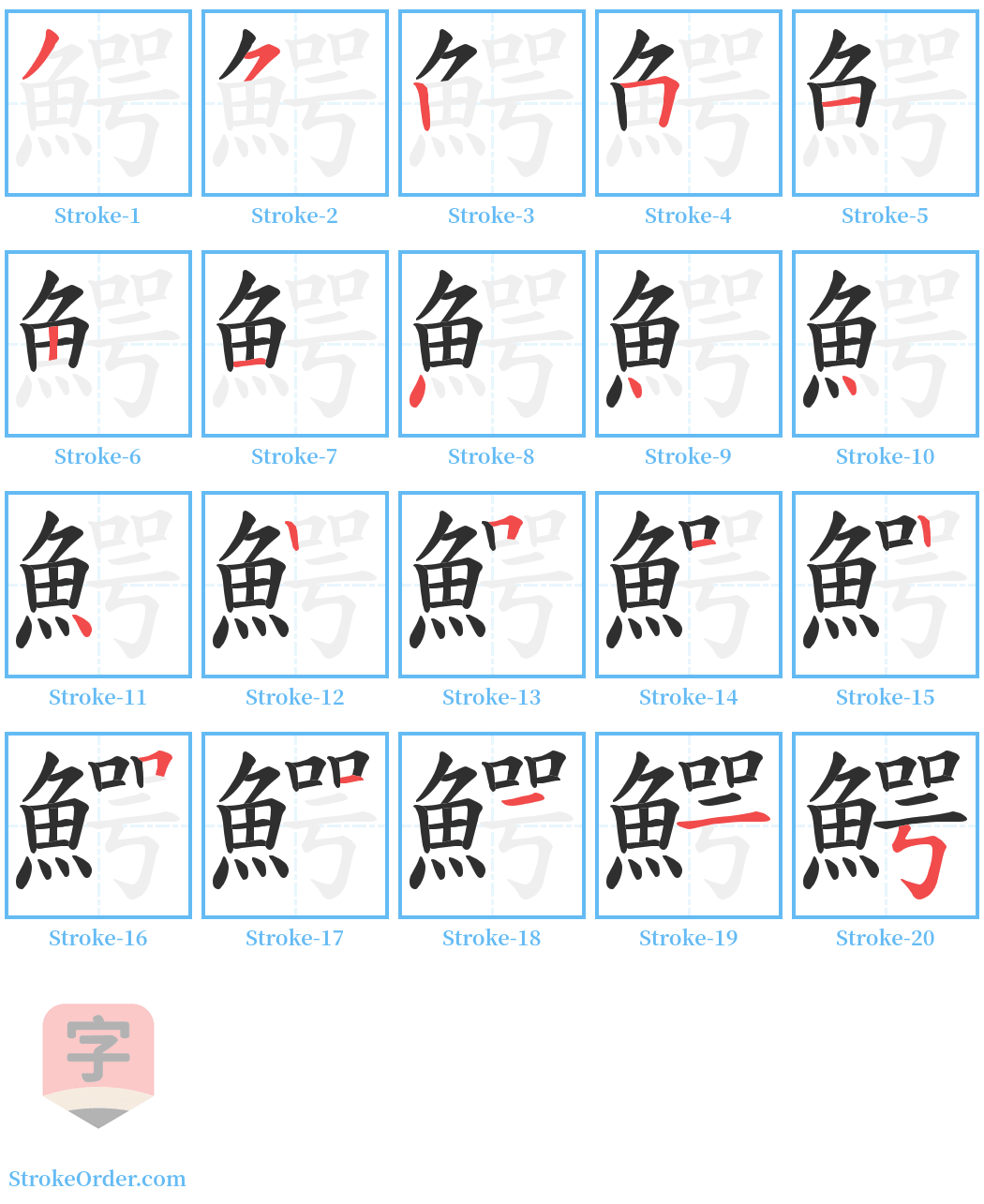 鰐 Stroke Order Diagrams