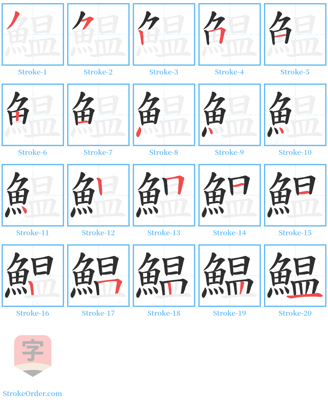 鰛 Stroke Order Diagrams