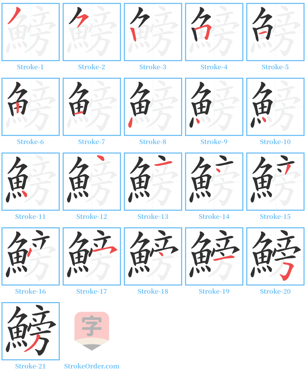 鰟 Stroke Order Diagrams