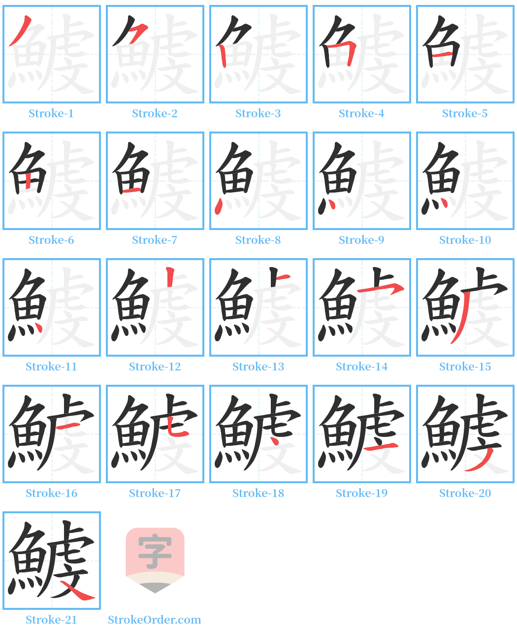 鰬 Stroke Order Diagrams