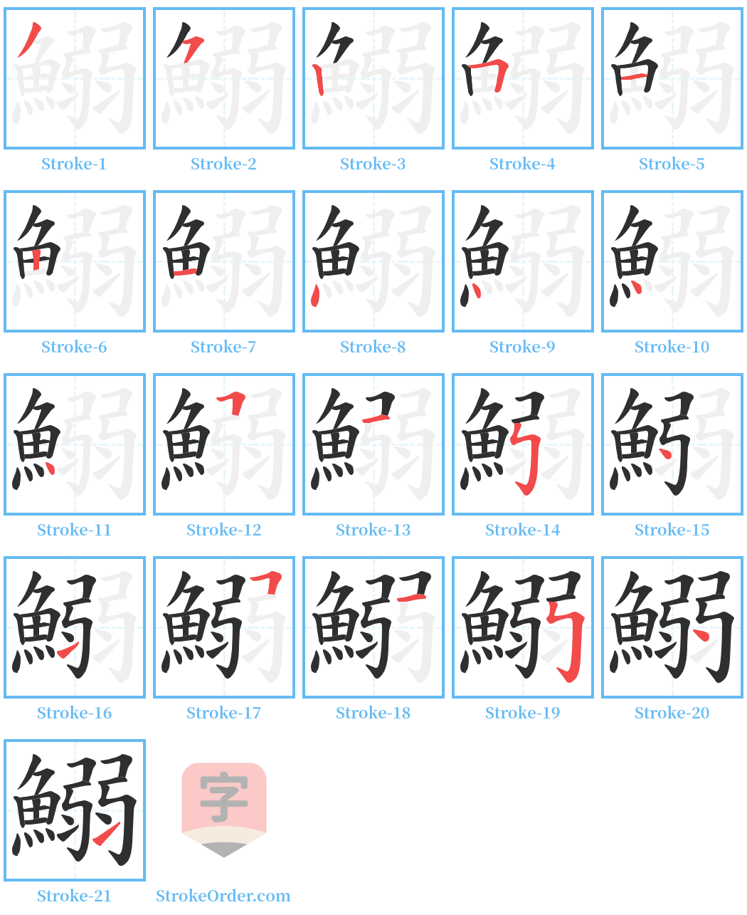 鰯 Stroke Order Diagrams