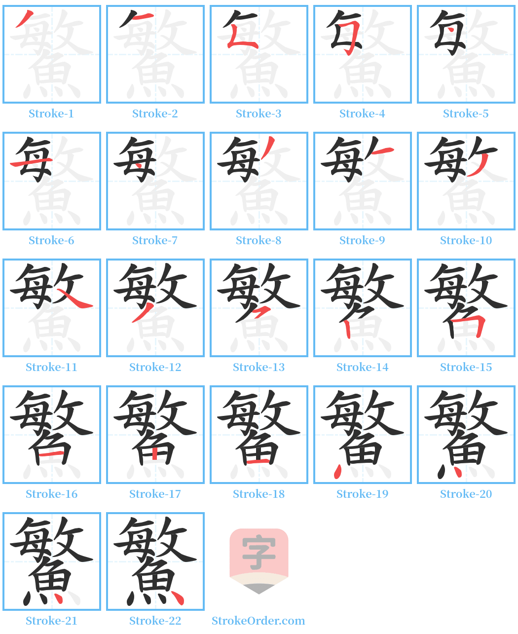 鰵 Stroke Order Diagrams