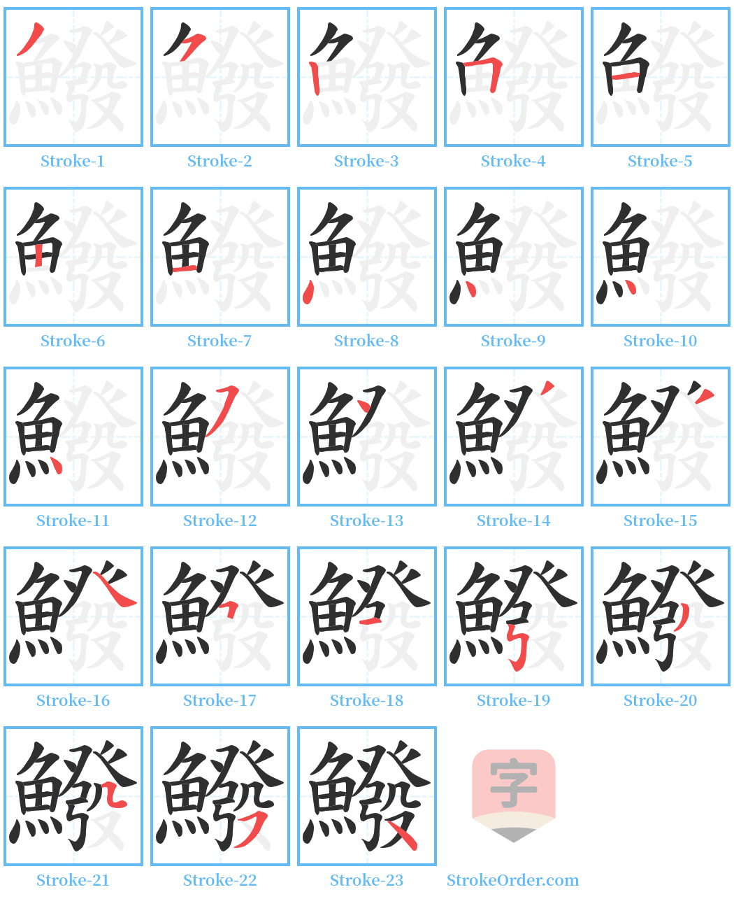 鱍 Stroke Order Diagrams