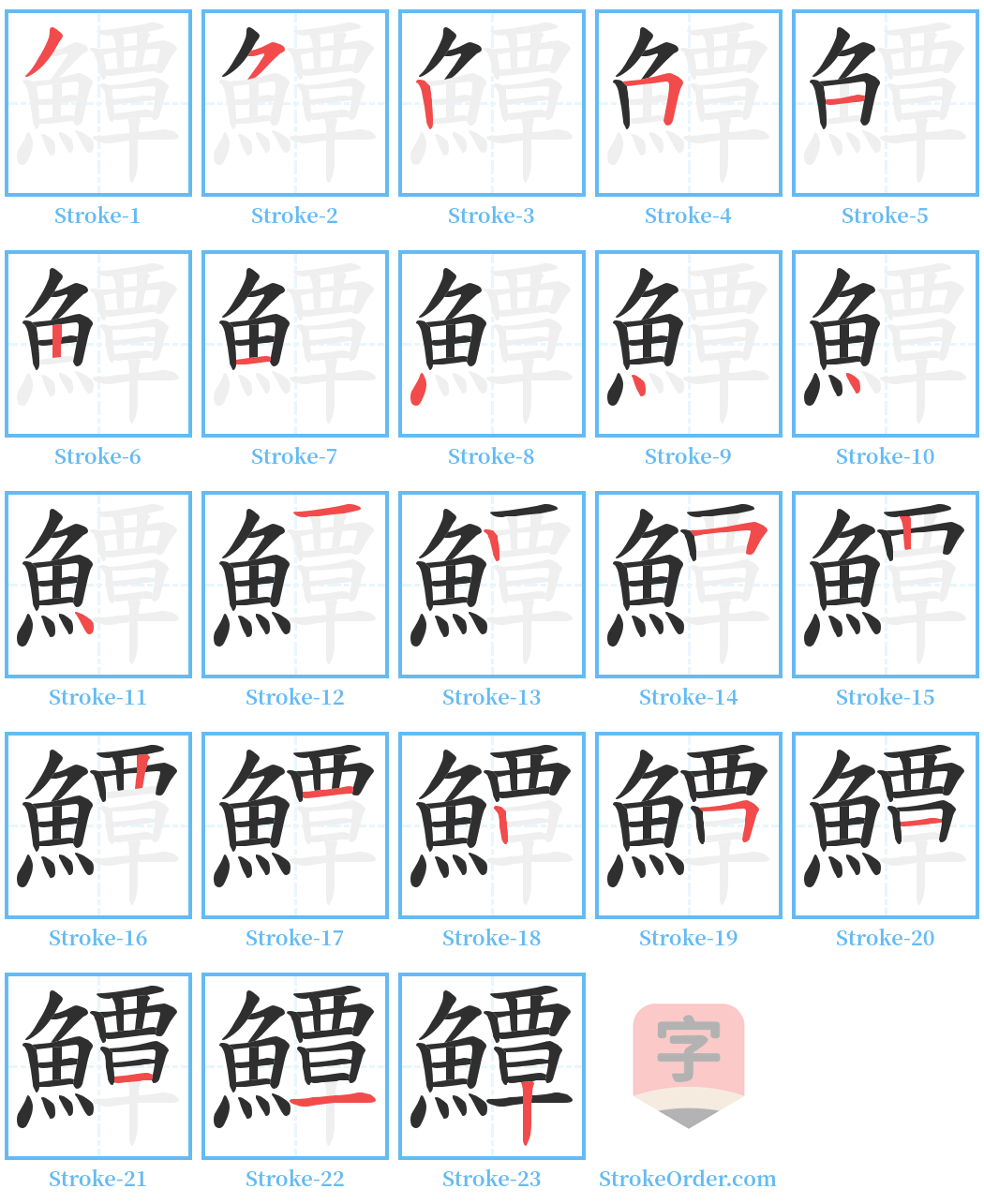 鱏 Stroke Order Diagrams